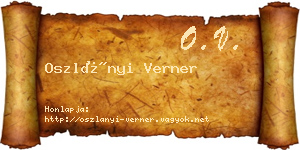 Oszlányi Verner névjegykártya